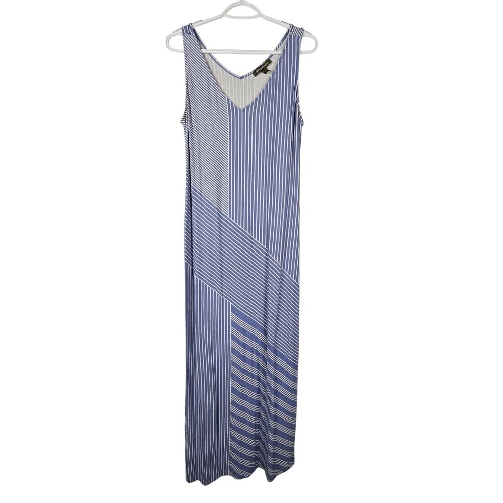 Tommy Bahama Striped Maxi Dress Size M Flowy Sleeveless V-Neck Comfort Casual